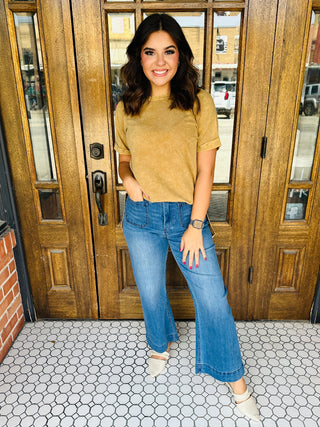 Better Than Ever French Terry Top • Camel-Zenana-Shop Anchored Bliss Women's Boutique Clothing Store