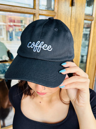 Embroidered Coffee Cap • Black-Zenana-Shop Anchored Bliss Women's Boutique Clothing Store