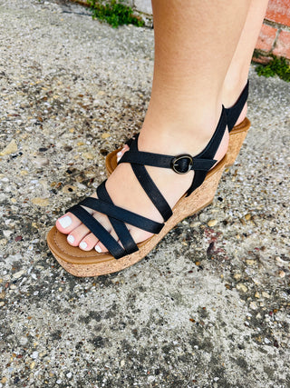 Blowfish Taking a Stroll Wedge Sandals • Black-Blowfish-Shop Anchored Bliss Women's Boutique Clothing Store