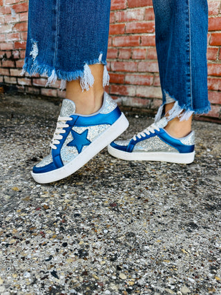 Stars over Texas Sneakers • Silver & Blue-Makers Shoes-Shop Anchored Bliss Women's Boutique Clothing Store