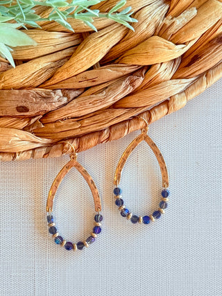 Michelle Beaded Teardrop Earrings • Blue-SM Style-Shop Anchored Bliss Women's Boutique Clothing Store