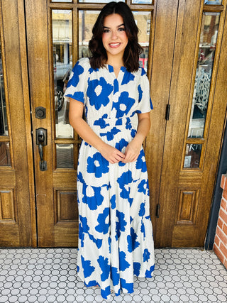 Without a Doubt Floral Print Maxi Dress • Blue-She+Sky-Shop Anchored Bliss Women's Boutique Clothing Store