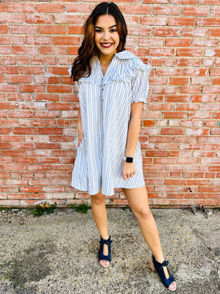 Have Your Way Striped Mini Dress • Blue-Umgee-Shop Anchored Bliss Women's Boutique Clothing Store