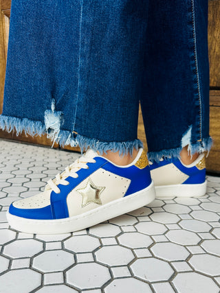 Loud and Proud Game Day Sneakers • Blue & Gold-Makers Shoes-Shop Anchored Bliss Women's Boutique Clothing Store