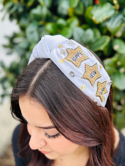 New Year Party Girl Embellished Headband • White-DMC-Shop Anchored Bliss Women's Boutique Clothing Store