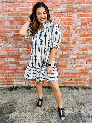 Wanna Be Down Ribbon Scalloped Mini Dress-Stacey Kluttz-Shop Anchored Bliss Women's Boutique Clothing Store