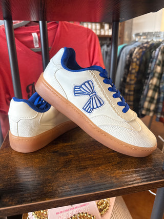 Bow and Go Spirit Sneakers• White and Blue-Stacey Kluttz-Shop Anchored Bliss Women's Boutique Clothing Store