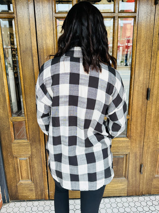 Good Feelings Buffalo Plaid Flannel • Black & Cream-Be Cool-Shop Anchored Bliss Women's Boutique Clothing Store
