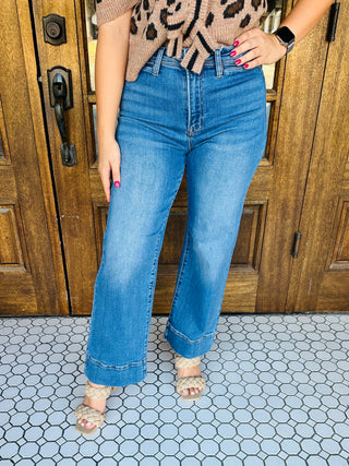 Risen Honestly Love You High Rise Cropped Wide Denim Jeans • Denim-Risen-Shop Anchored Bliss Women's Boutique Clothing Store
