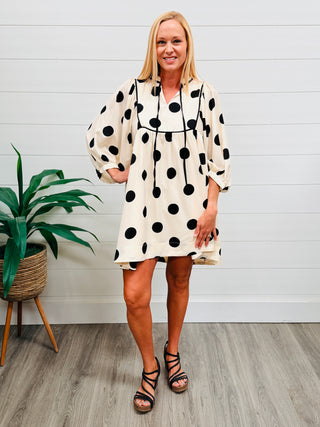 Spot Me Twirling Mini Polka Dot Dress Cream-Stacey Kluttz-Shop Anchored Bliss Women's Boutique Clothing Store