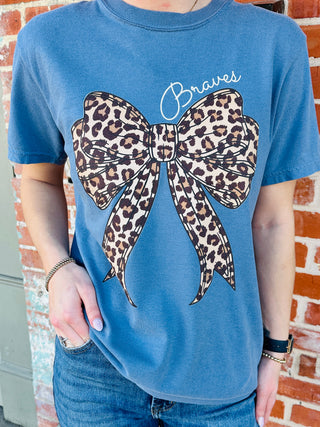 Braves Leopard Bow Graphic Tee-Harps & Oli-Shop Anchored Bliss Women's Boutique Clothing Store