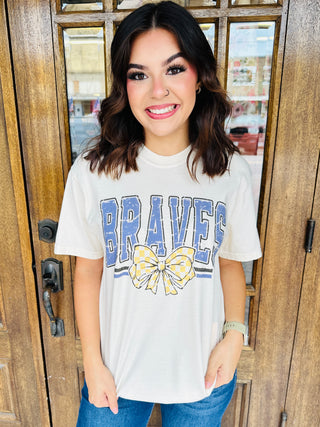 Braves Block & Bow Graphic Tee-Harps & Oli-Shop Anchored Bliss Women's Boutique Clothing Store