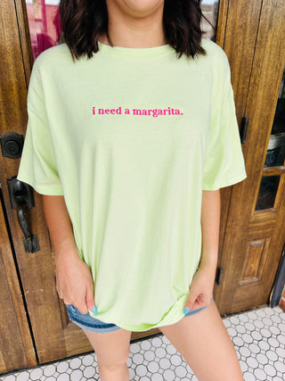 I Need a Margarita Embroidered Tee-Harps & Oli-Shop Anchored Bliss Women's Boutique Clothing Store