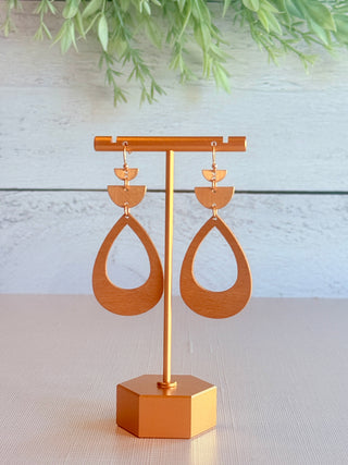 Tracy Wooden Teardrop Earrings • Brown-DMC-Shop Anchored Bliss Women's Boutique Clothing Store