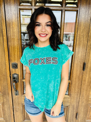 Foxes Retro Mineral Washed Graphic Tee-Harps & Oli-Shop Anchored Bliss Women's Boutique Clothing Store
