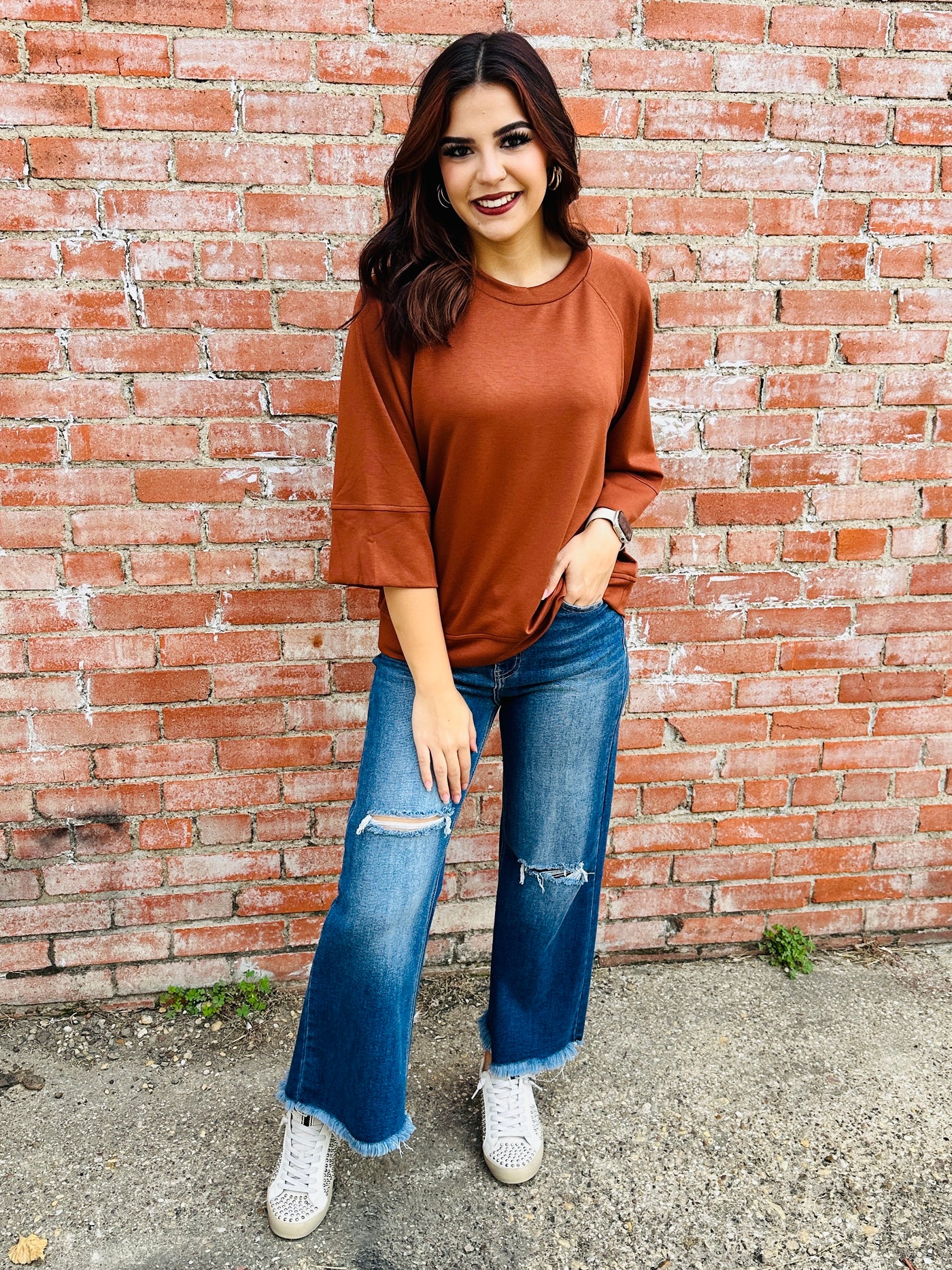 Make the Call Wide Sleeve Top • Camel-Umgee-Shop Anchored Bliss Women's Boutique Clothing Store