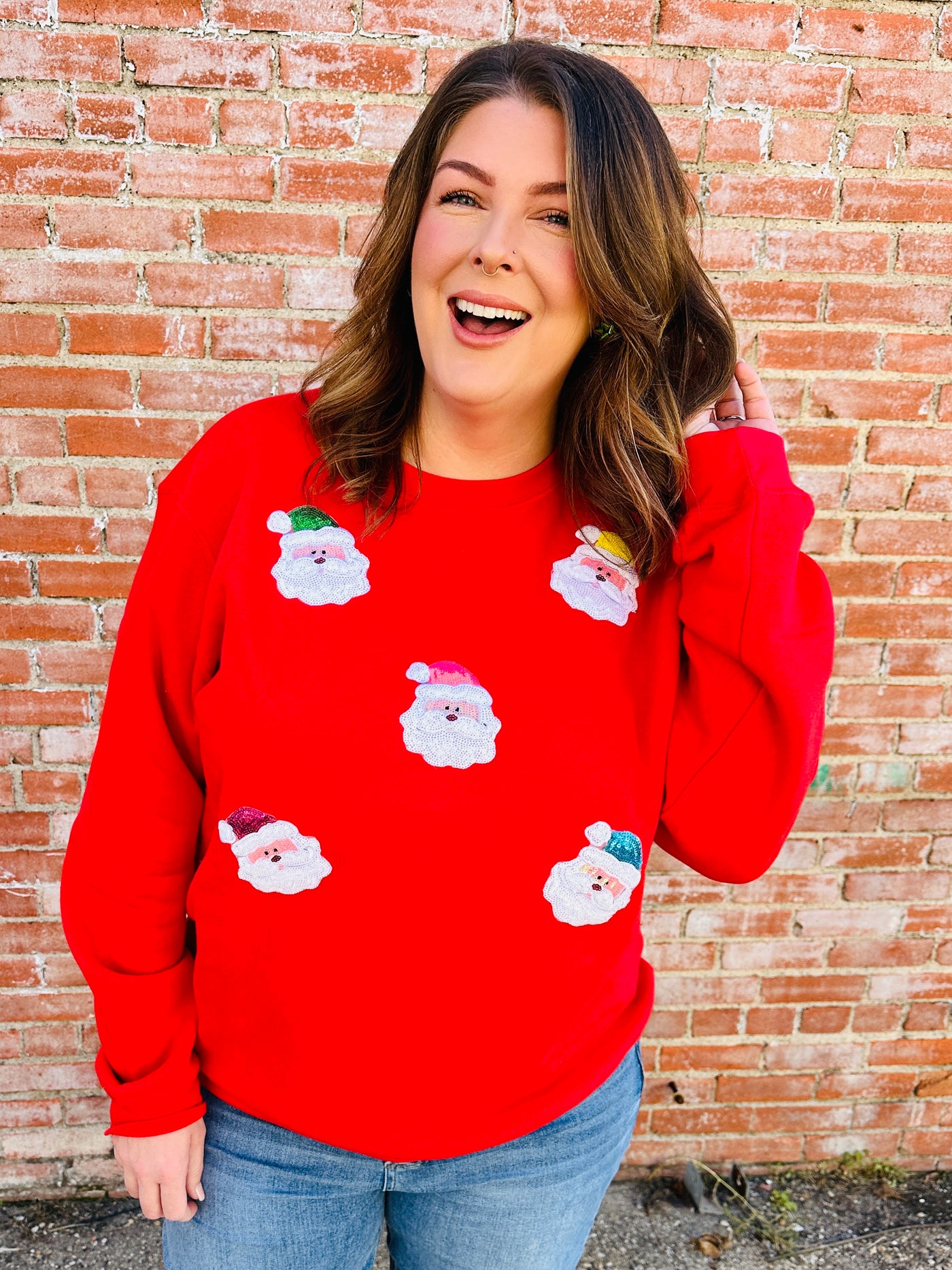 World of Colors Santa Sequin Sweatshirt Red