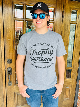 Trophy Husband Graphic Tee • Deep Heather Grey-Harps & Oli-Shop Anchored Bliss Women's Boutique Clothing Store