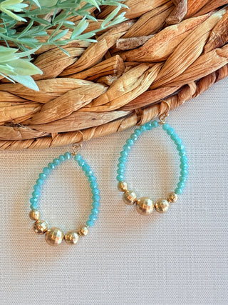Ashley Beaded Teardrop Earrings Aqua-DMC-Shop Anchored Bliss Women's Boutique Clothing Store