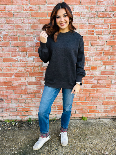 Coziest By Your Side Acid Washed Pullover • Black-Zenana-Shop Anchored Bliss Women's Boutique Clothing Store