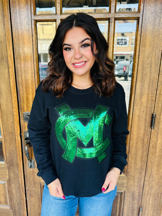 Caddo Mills CM Sequin Patch Sweatshirt-Harps & Oli-Shop Anchored Bliss Women's Boutique Clothing Store