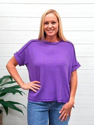 Catching Feelings Corded Top • Purple-Zenana-Shop Anchored Bliss Women's Boutique Clothing Store