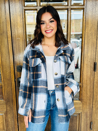 Check it Out Flannel Shacket with Pockets • Blue-Color 5-Shop Anchored Bliss Women's Boutique Clothing Store
