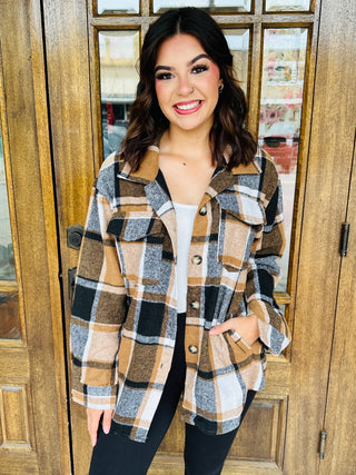 Check it Out Flannel Shacket with Pockets • Brown-Color 5-Shop Anchored Bliss Women's Boutique Clothing Store