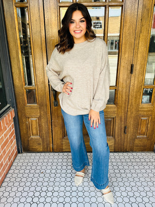 Confident in Every Way Oversized Sweater • Heather Mocha-Zenana-Shop Anchored Bliss Women's Boutique Clothing Store