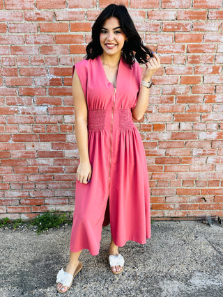 Blooming Confidence Zipper Dress • Strawberry-Umgee-Shop Anchored Bliss Women's Boutique Clothing Store