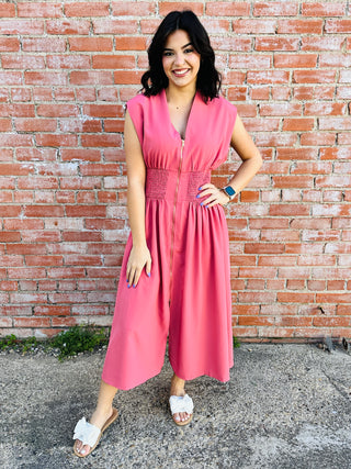 Blooming Confidence Zipper Dress • Strawberry-Umgee-Shop Anchored Bliss Women's Boutique Clothing Store