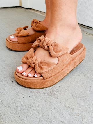 Corky’s Can’t Steal My Sunshine Platform Sandals • Camel Brown Seude-Corkys-Shop Anchored Bliss Women's Boutique Clothing Store
