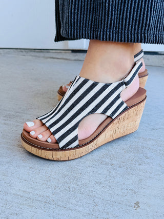 Corky’s Sip and Strut Striped Sandal • Black-Stacey Kluttz-Shop Anchored Bliss Women's Boutique Clothing Store