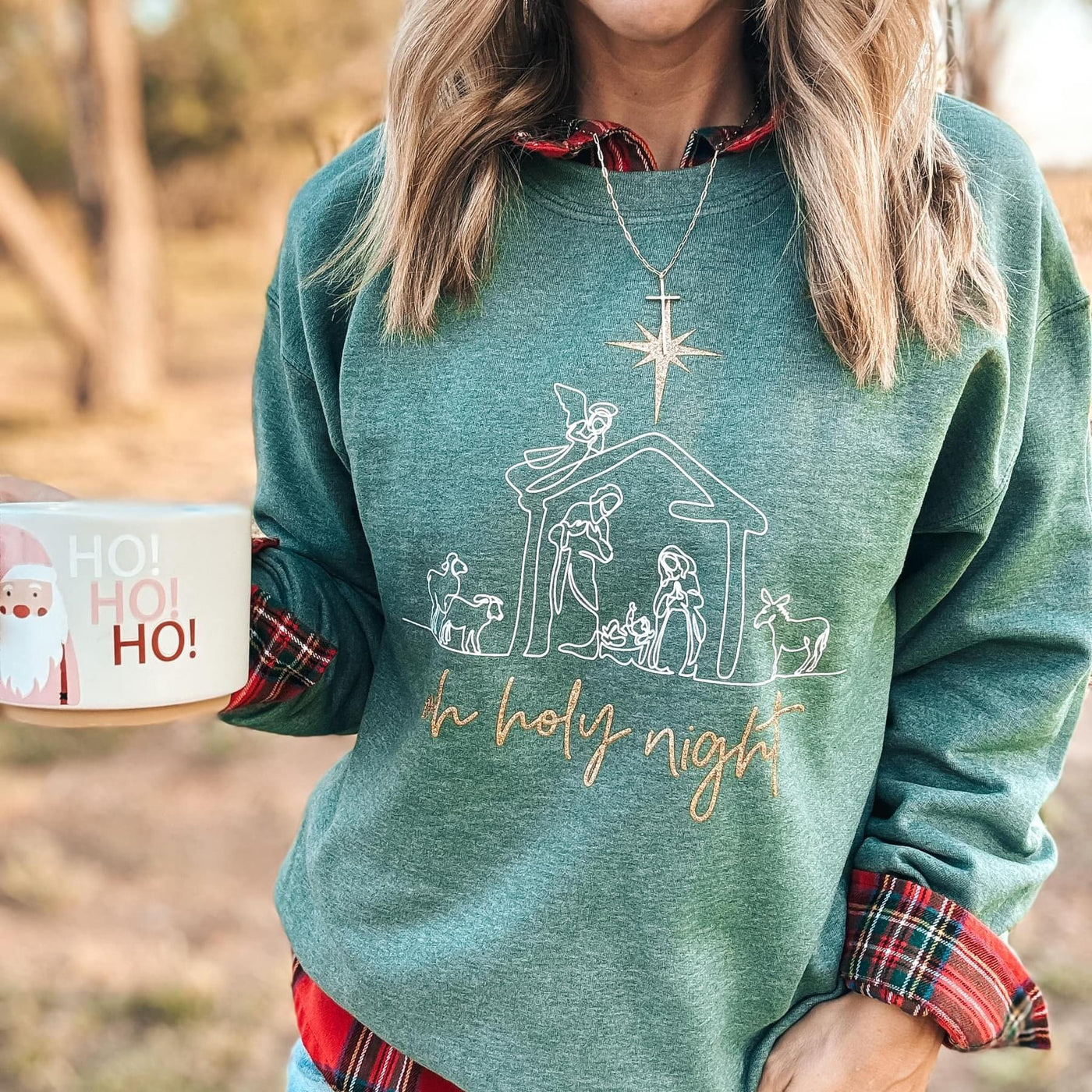 Oh Holy Night Graphic Sweatshirt-PPTX-Shop Anchored Bliss Women's Boutique Clothing Store