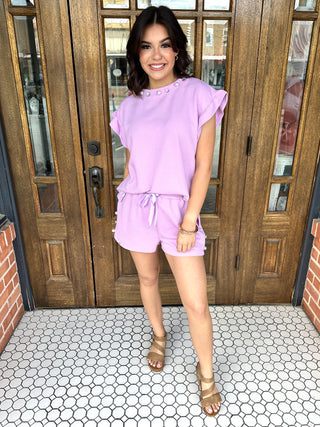 Feeling Delightful Quilted Top & Short Set • Orchid-Simply Southern-Shop Anchored Bliss Women's Boutique Clothing Store