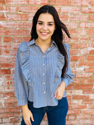 Be With Me Striped Button Up Top-Jodifl-Shop Anchored Bliss Women's Boutique Clothing Store