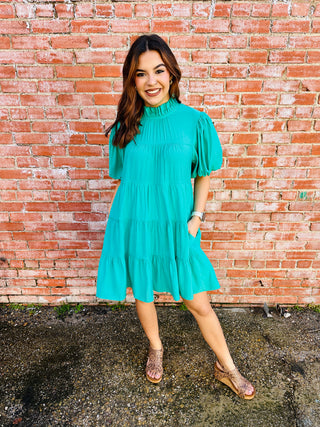 Never Too Late Dress • Green-Entro-Shop Anchored Bliss Women's Boutique Clothing Store