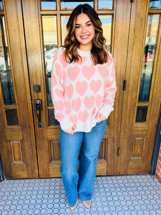 Don’t Let Me Go Heart Sweater • Cream Mix-Stacey Kluttz-Shop Anchored Bliss Women's Boutique Clothing Store