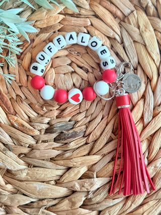 Buffaloes Spirit Keychain•Red&White-Stacey Kluttz-Shop Anchored Bliss Women's Boutique Clothing Store