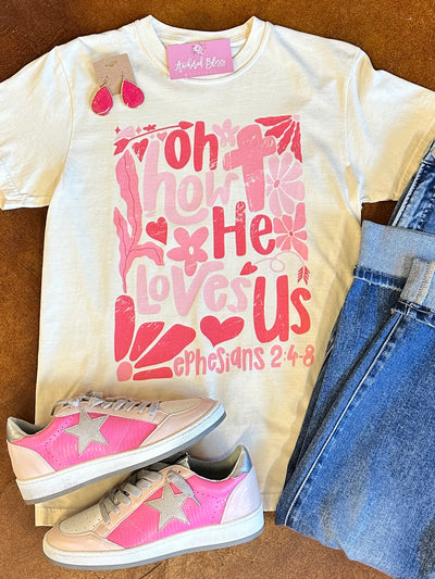 Oh How He Loves Us Graphic Tee-Harps & Oli-Shop Anchored Bliss Women's Boutique Clothing Store