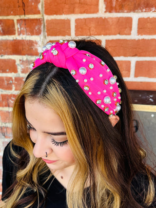 Your Greatest Wish Pearl & Rhinestone Headband • Pink-Medy Jewelry-Shop Anchored Bliss Women's Boutique Clothing Store