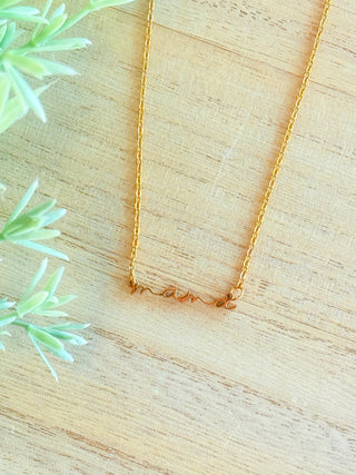 Cursive MAMA Necklace • Gold-Brittany Carl-Shop Anchored Bliss Women's Boutique Clothing Store