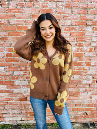 Destined to Bloom Cardigan • Brown-Ace Trading-Shop Anchored Bliss Women's Boutique Clothing Store