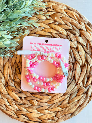 Beaded Universals Charger • Pink & White Pearl-Brittany Carl-Shop Anchored Bliss Women's Boutique Clothing Store