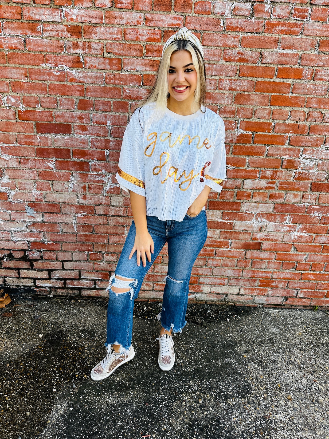 Made to Sparkle Game Day Sequin Top • White-Simply Southern-Shop Anchored Bliss Women's Boutique Clothing Store