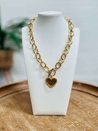 All My Heart Gold Chain Link Charm Necklace-DMC-Shop Anchored Bliss Women's Boutique Clothing Store