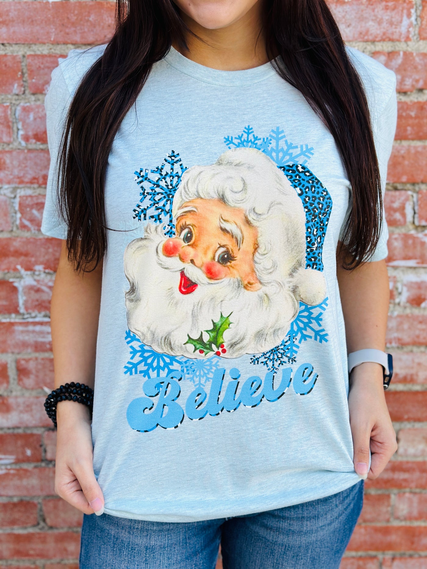 Believe Vintage Santa Graphic Tee-Harps & Oli-Shop Anchored Bliss Women's Boutique Clothing Store