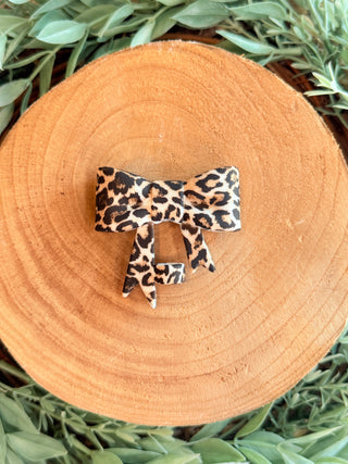 Leopard Coquette Bow Straw Toppers-Hotline Hair Ties-Shop Anchored Bliss Women's Boutique Clothing Store