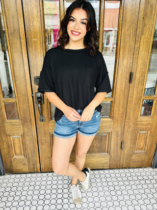 Just Between Us Corded Pocket Top • Black-Zenana-Shop Anchored Bliss Women's Boutique Clothing Store