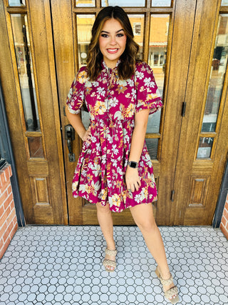 Can't Stand in My Way Floral Mini Dress • Wine-Entro-Shop Anchored Bliss Women's Boutique Clothing Store